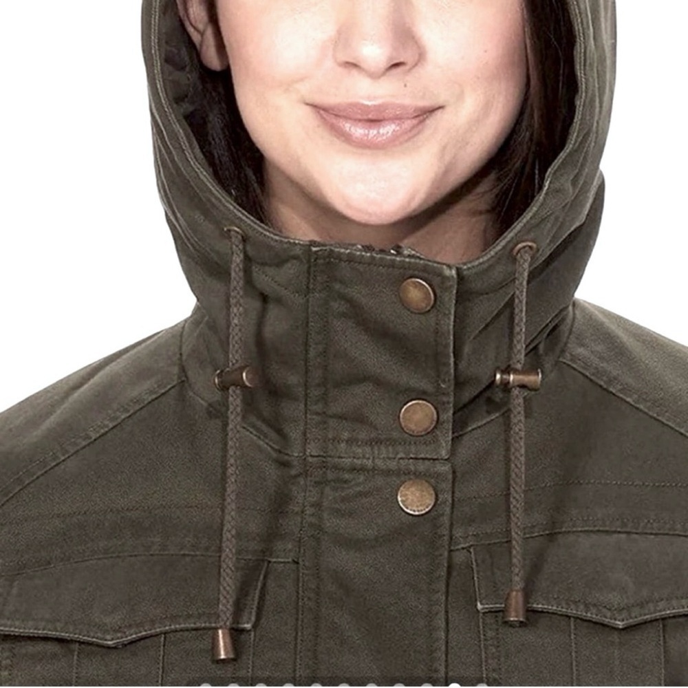 LUCKY BRAND Cotton Twill Hooded Jacket Anorak Utility Military Army Field Barn S - Picture 5 of 15